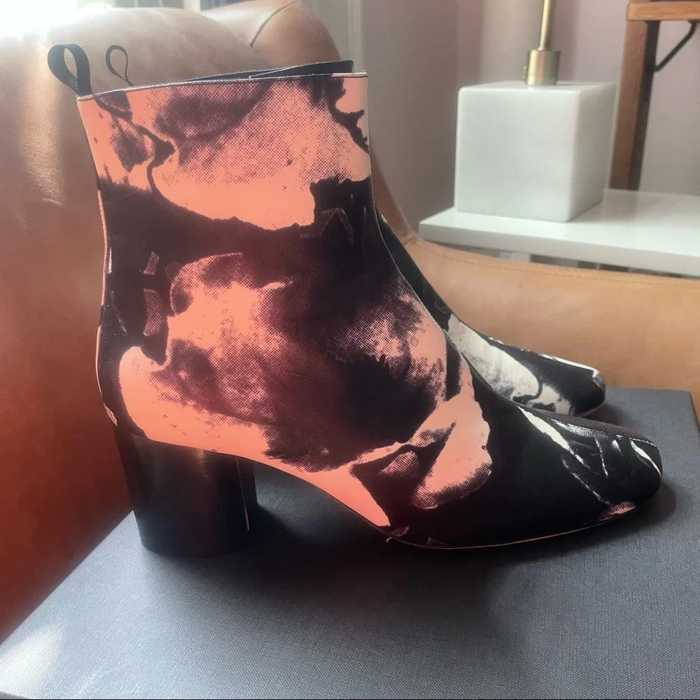 NWB Paul Smith Moss Black Rose print floral ankle boots brand new spring summer - Picture 4 of 14